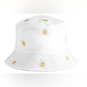 Reversible Cotton Daisy/White Bucket Hat NWT